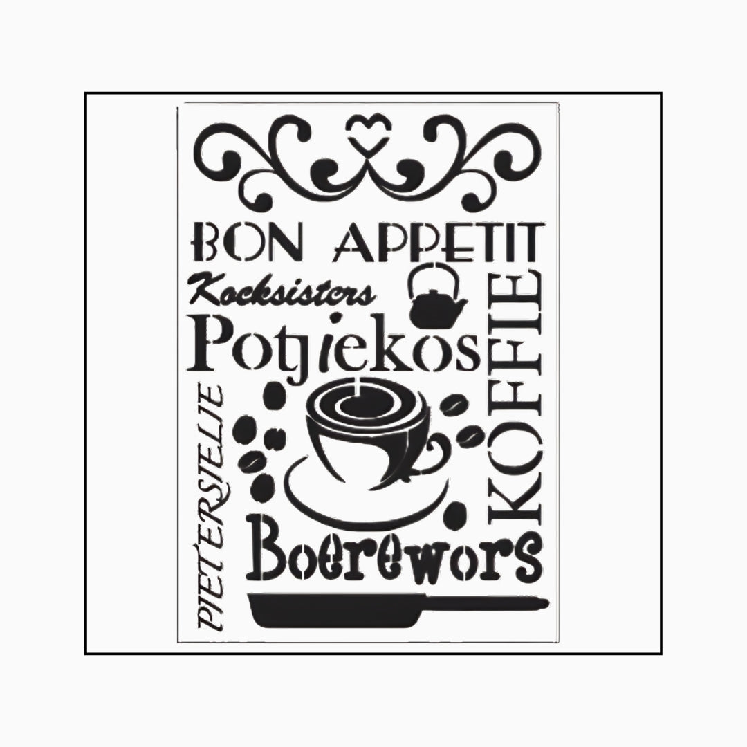 Bon appetite in Afrikaans A Stencil - Granny B's Old Fashioned Paint