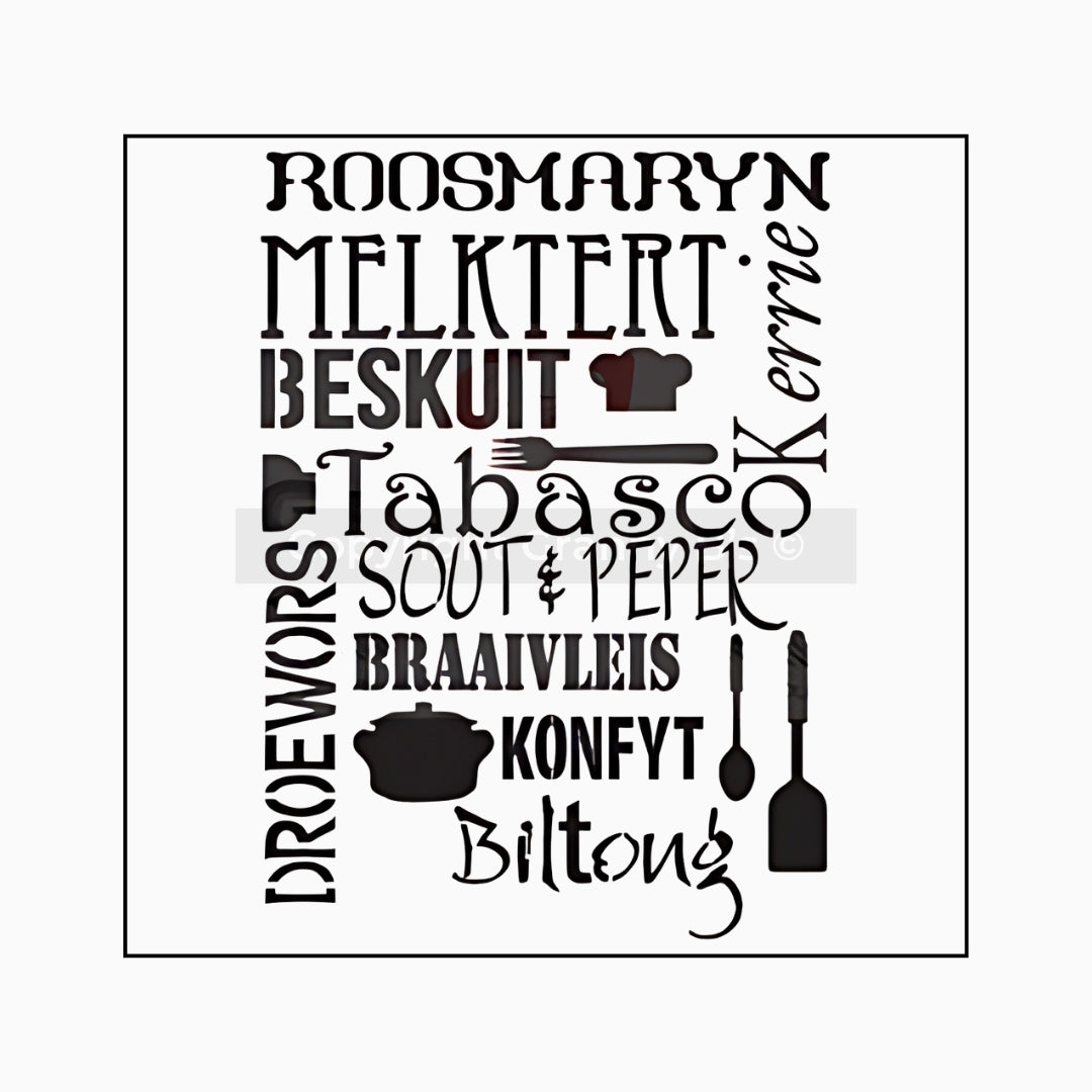 Bon appetite in Afrikaans B Stencil - Granny B's Old Fashioned Paint