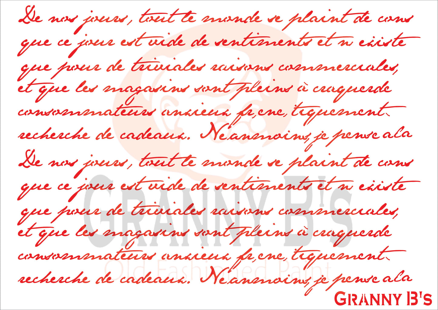 French Script Stencil - Granny B's Old Fashioned Paint