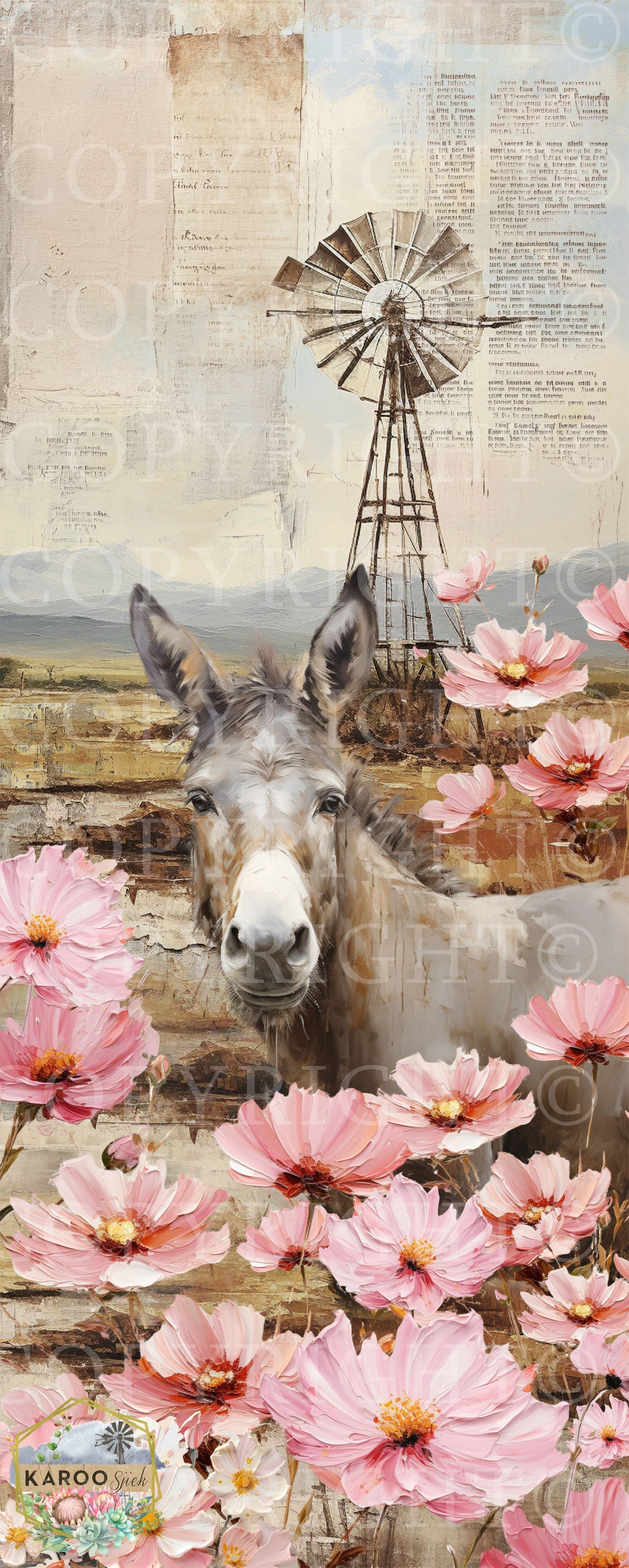 "Donkey & Windmill' Door Design Decoupage Tissue - Granny B's Old Fashioned Paint