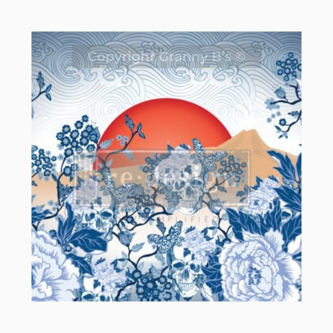 ‘Skull Chinoiserie’ - Decoupage Tissue Paper - Granny B's Old Fashioned Paint