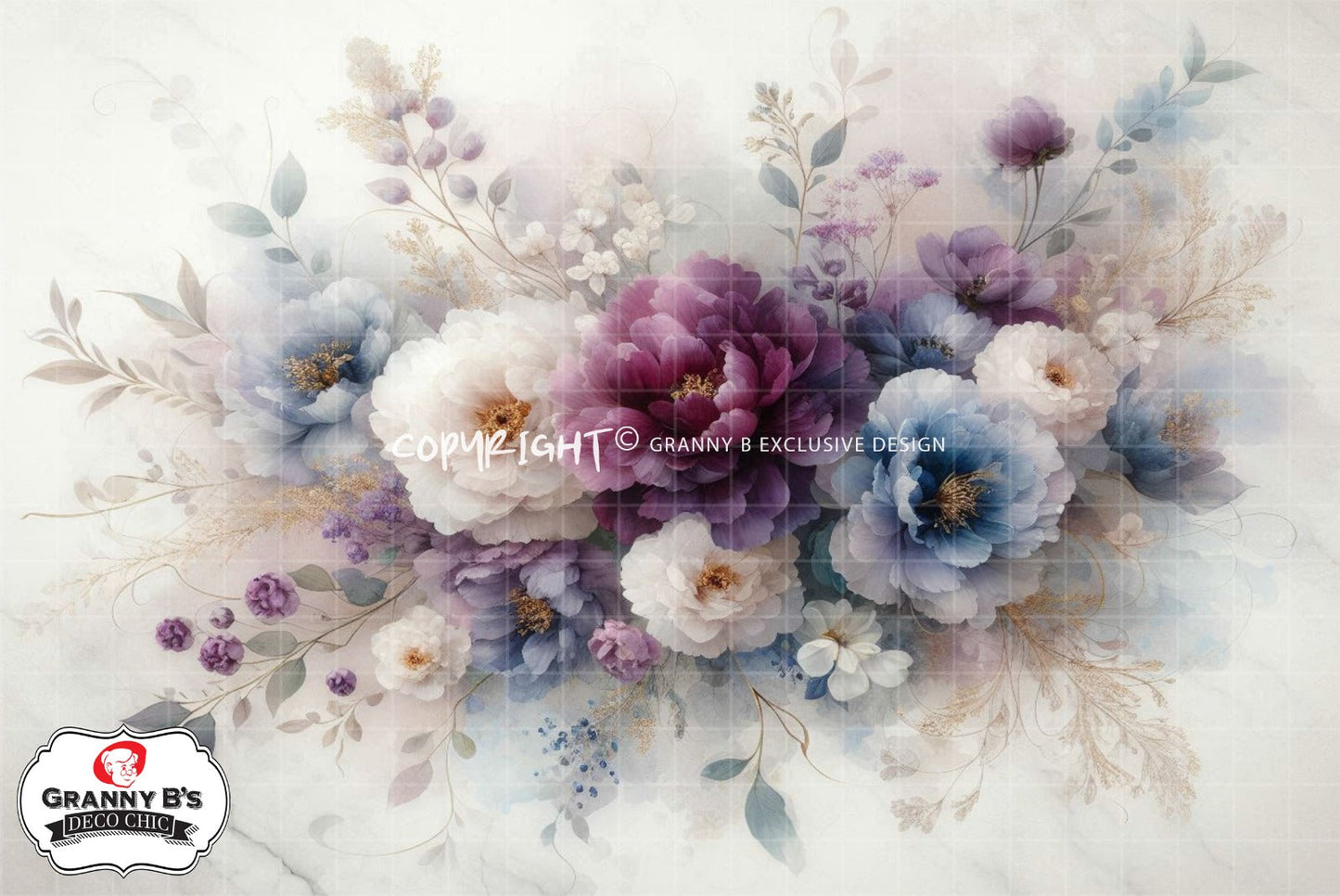 Twilight Serenade Centerpiece  - Decoupage Fibre Tissue A1 + Free A4 - Granny B's Old Fashioned Paint